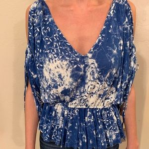Blue and white free people top